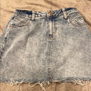 Light wash denim mini skirt